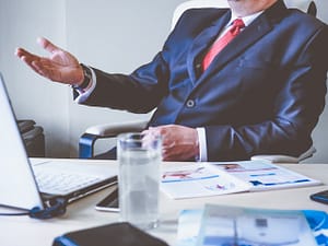 a person interviewing another person